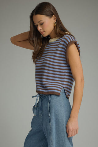 Entro Striped Sleeveless Sweater