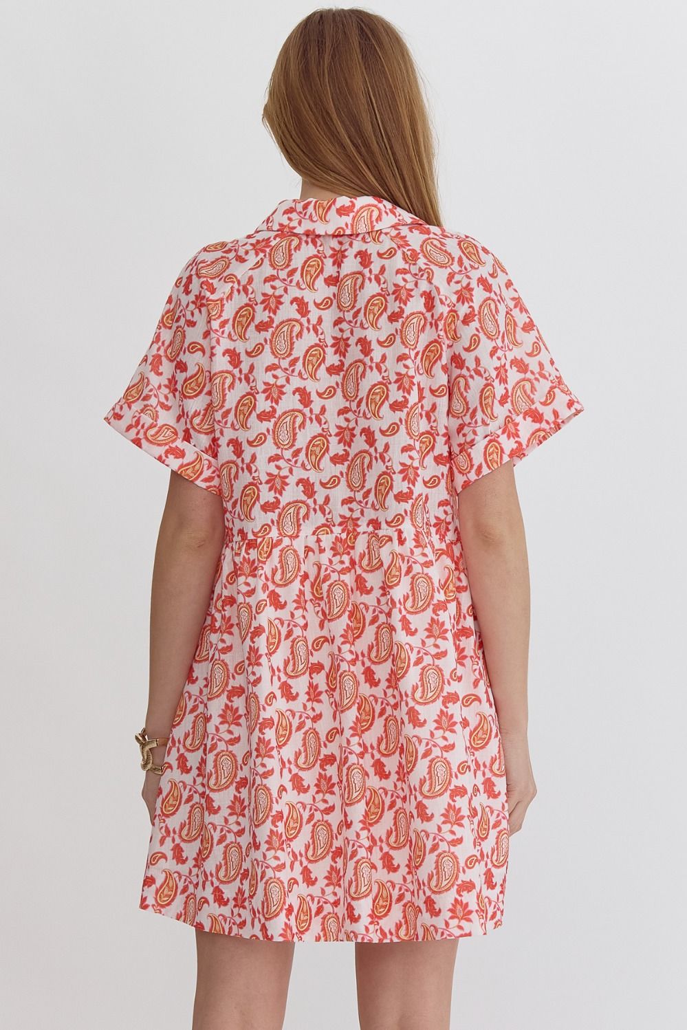 Entro Coral Paisley Mini Dress - Boho Style