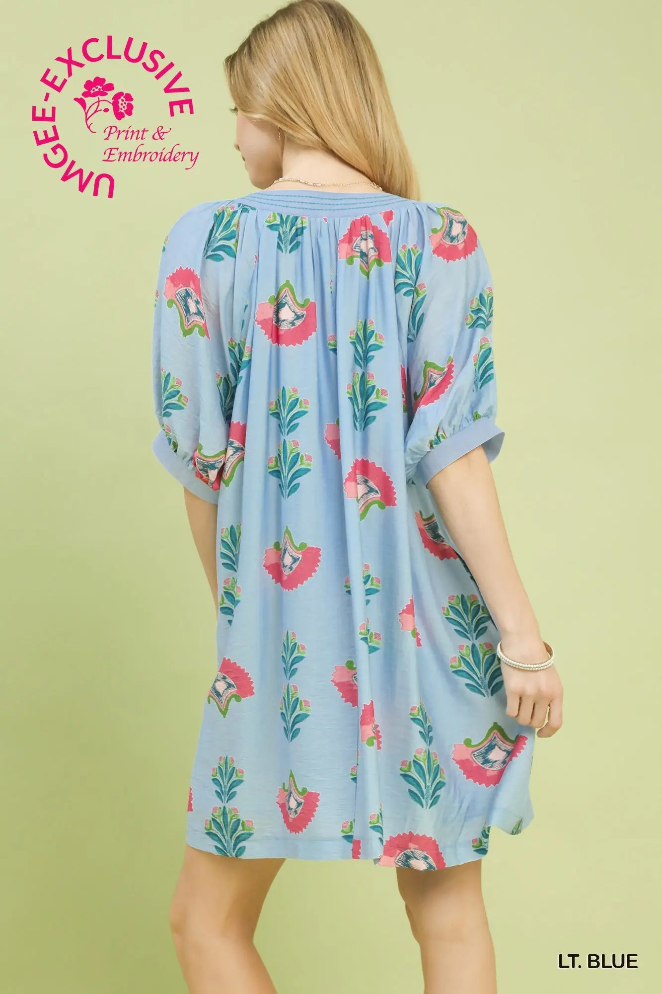 Umgee v neck light blue dress