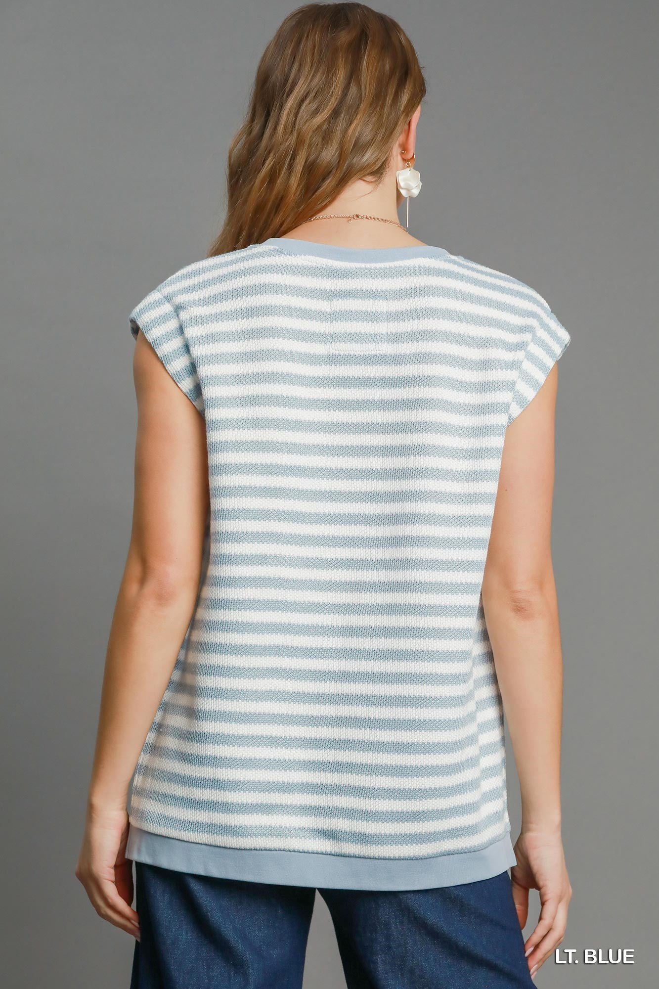 Light blue striped top