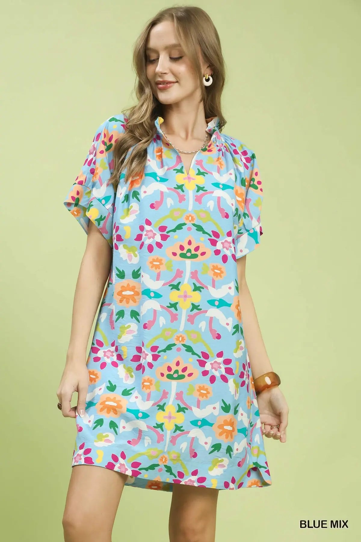 Umgee blue graphic print dress