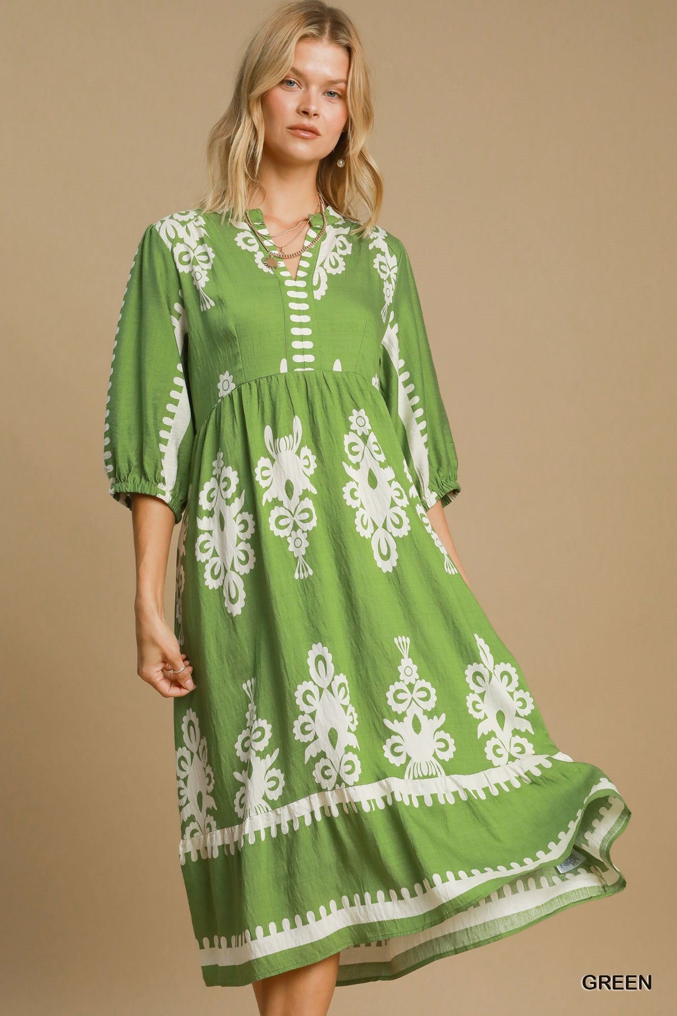 Spring green midi dress