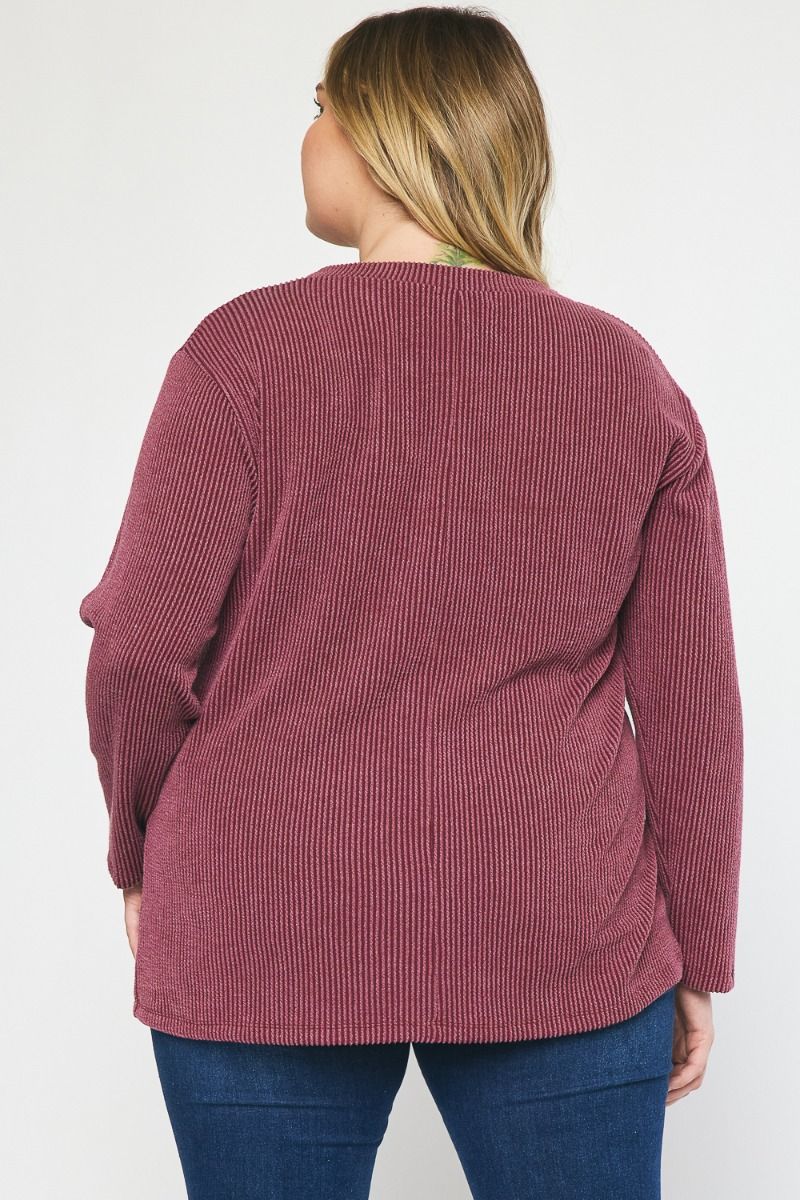 Ribbed Knit Casual Top