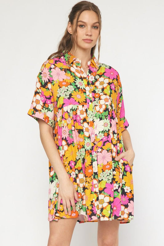 Bright spring floral dress