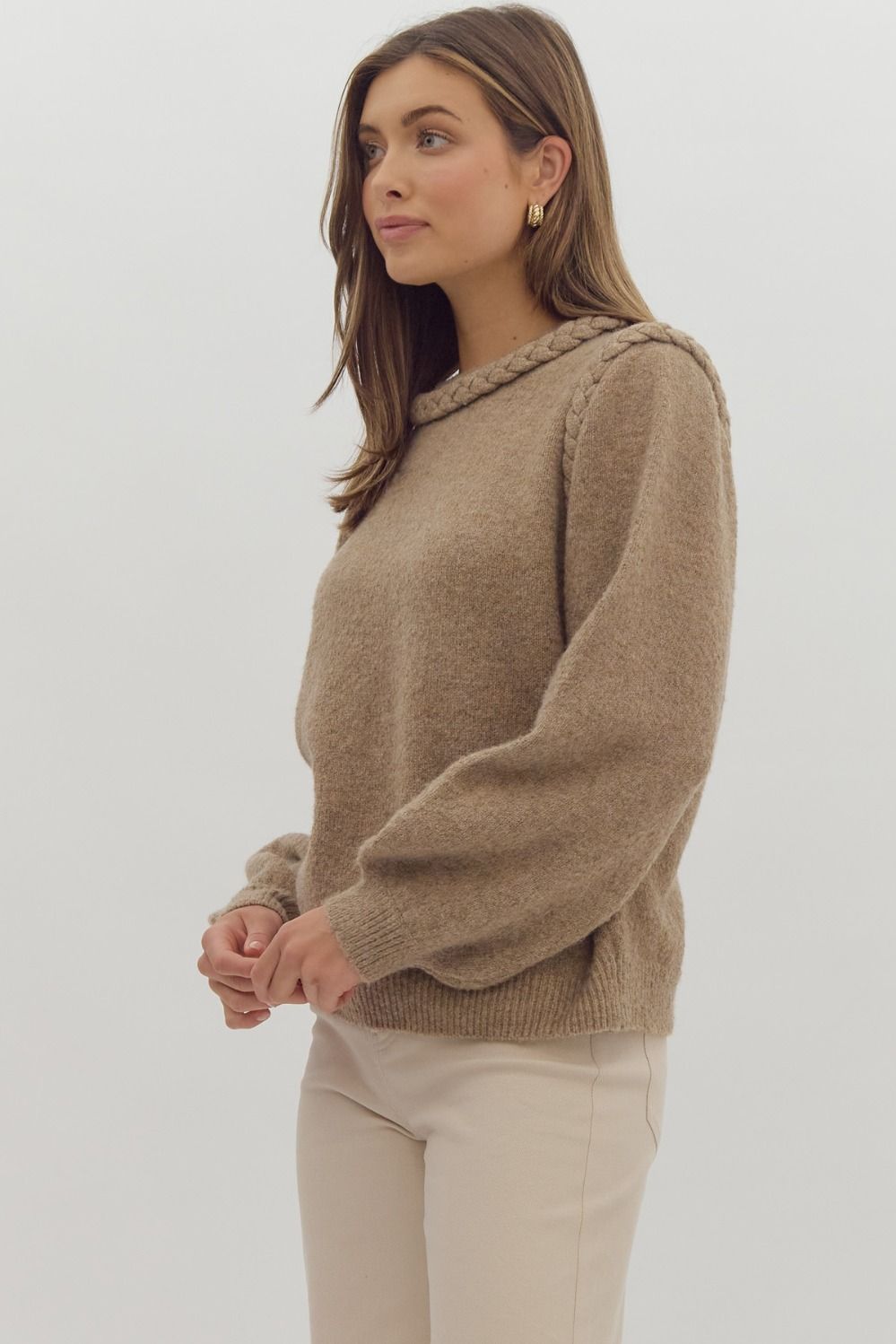 Mocha braided sweater