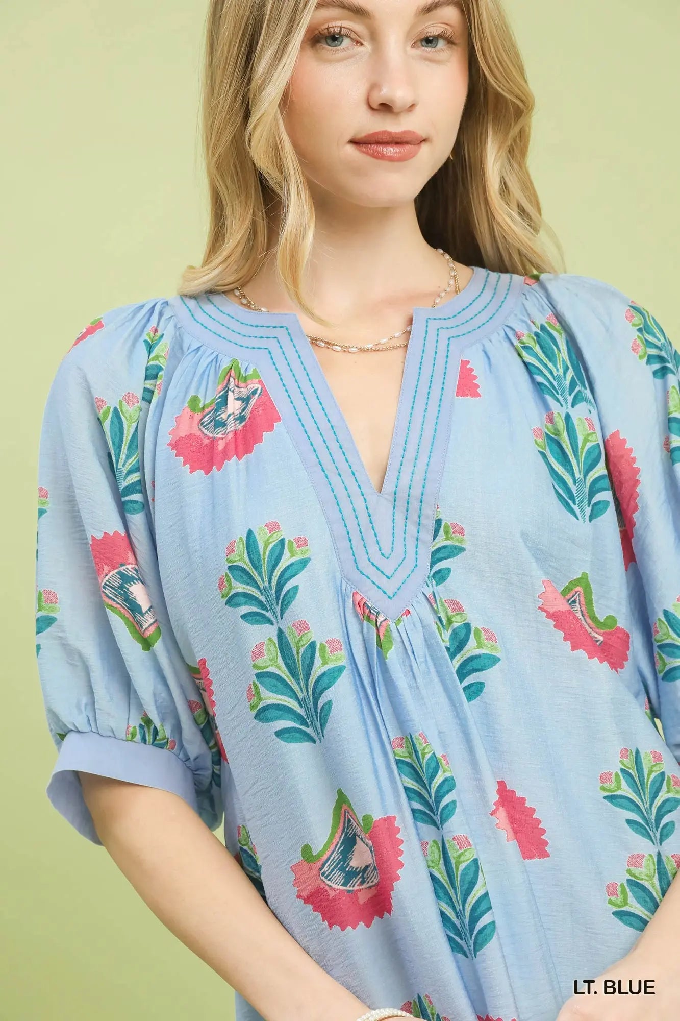 Umgee v neck light blue dress