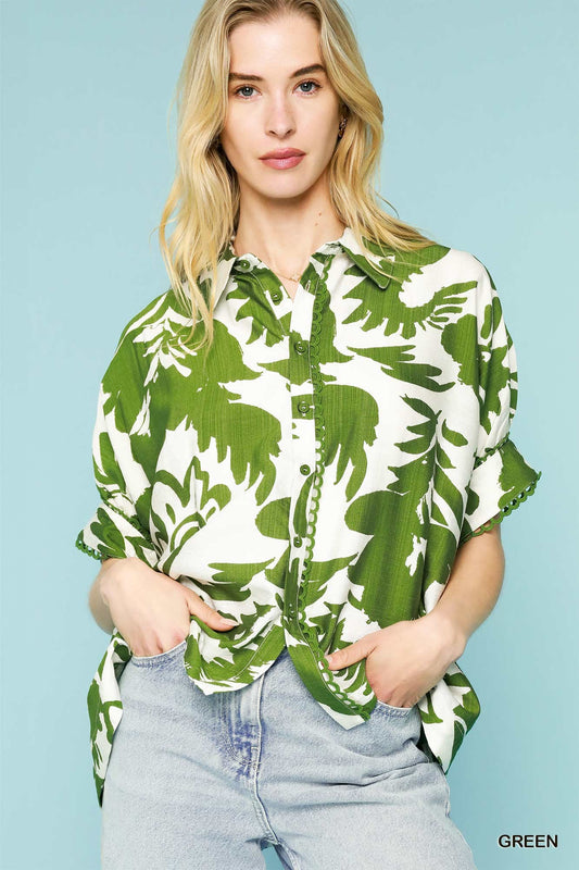 Bold green oversized top