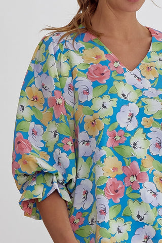Entro blue floral top