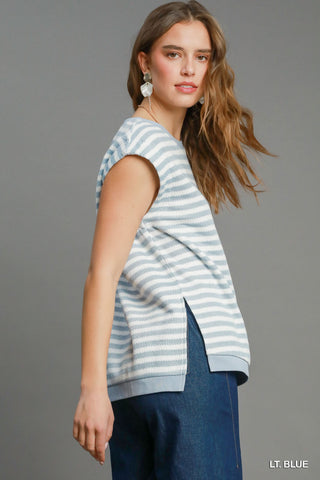 Light blue striped top