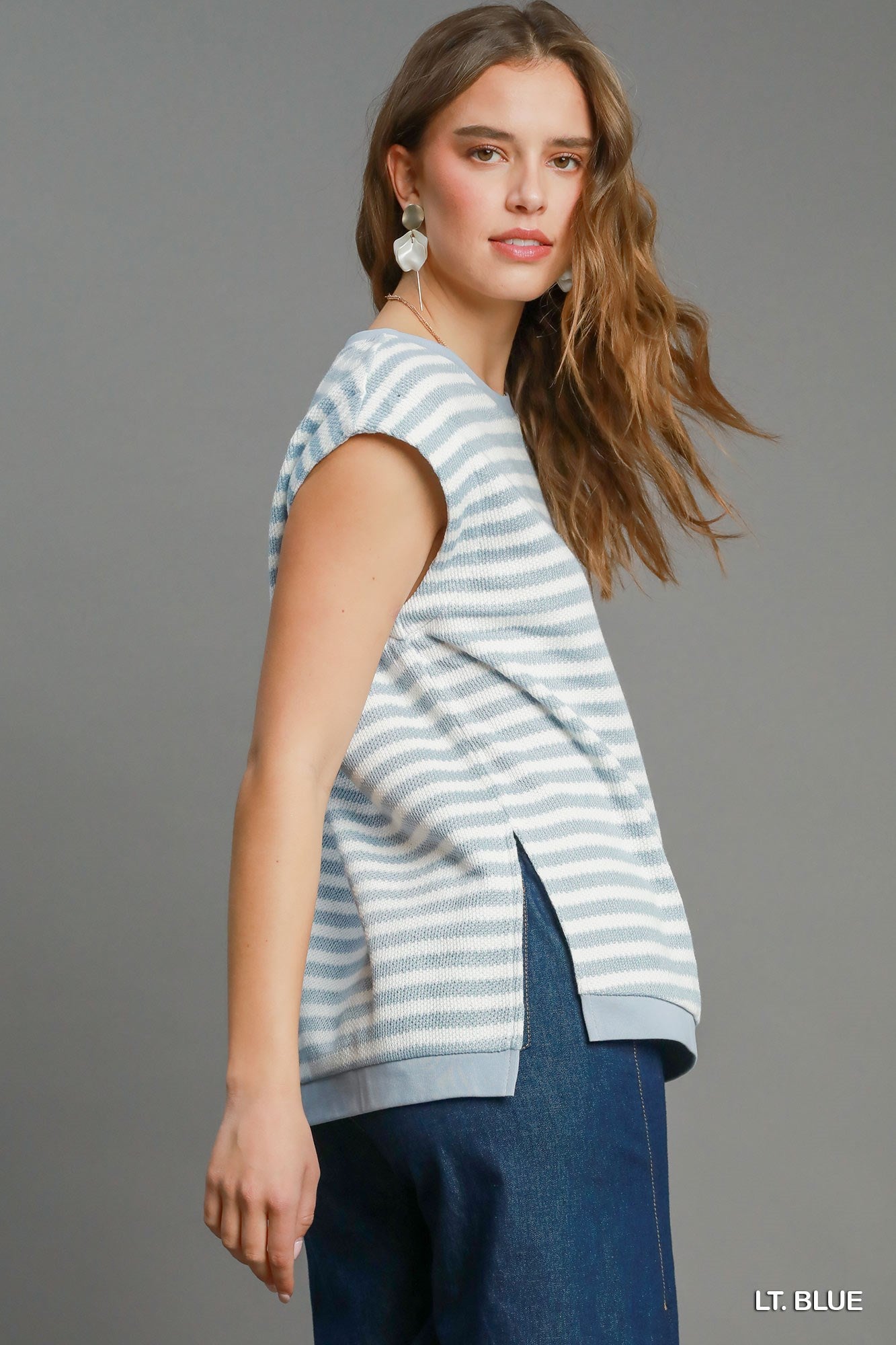 Light blue striped top