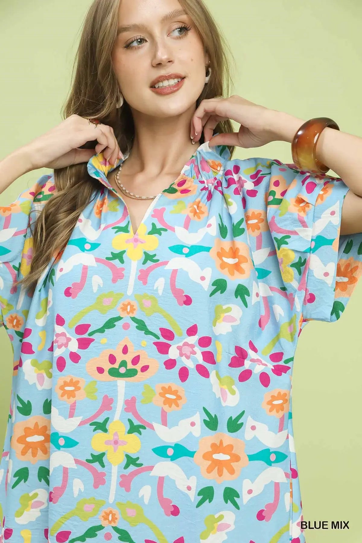 Umgee blue graphic print dress