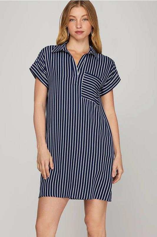 Nautical navy striped dress