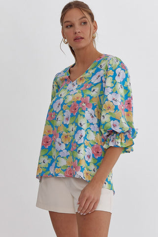 Entro blue floral top