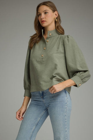 Entro Olive 3/4 Sleeve Top