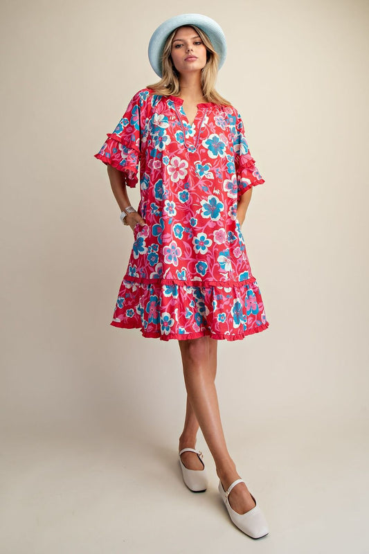 Easel Pink Floral plus dress