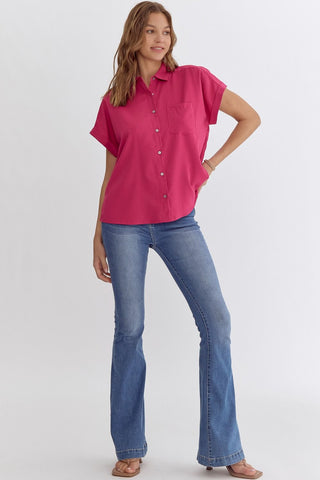 Entro Hot Pink Short Sleeve Blouse