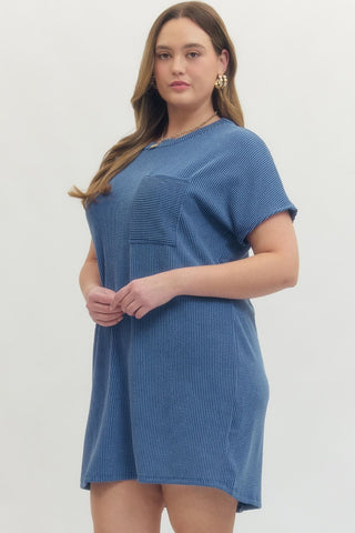 Entro Indigo Blue Textured Plus Size Women’s Dress