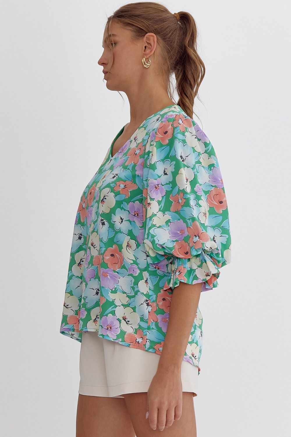 Entro Mint Floral Top