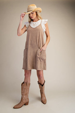 Easel Latte Brown Knit Relaxed Women’s Romper