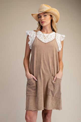 Easel Latte Brown Knit Relaxed Women’s Romper