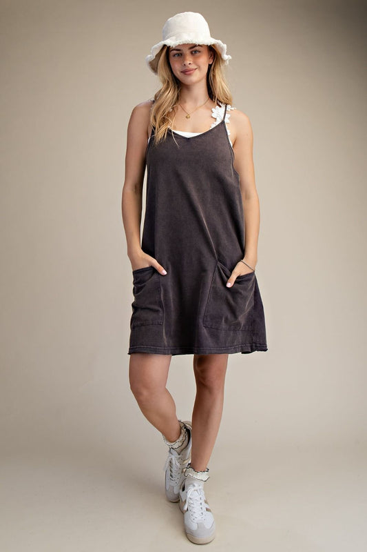 Easel ash navy knit romper