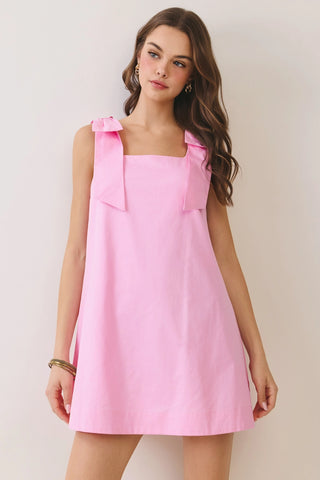 TCEC Pink Bow Detail Flirty Mini Dress