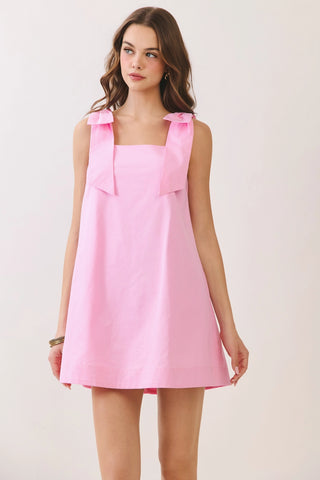 TCEC Pink Bow Detail Flirty Mini Dress