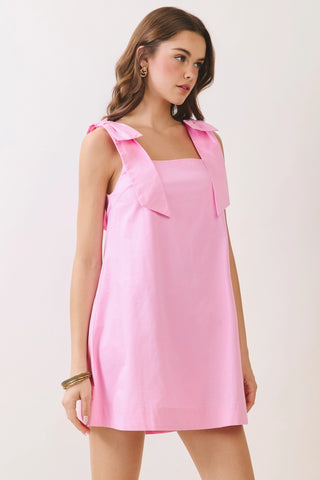 TCEC Pink Bow Detail Flirty Mini Dress