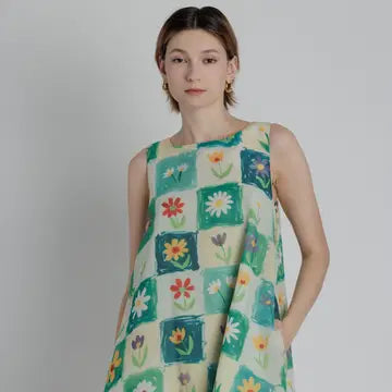 Aureum Green Flower Mini Dress