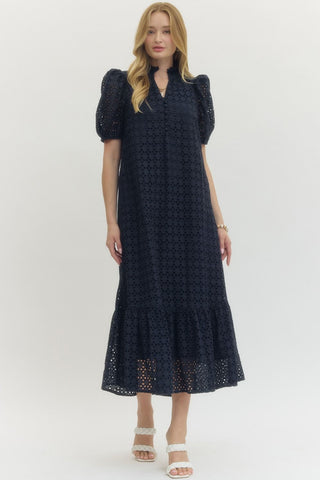 Entro navy lace midi dress