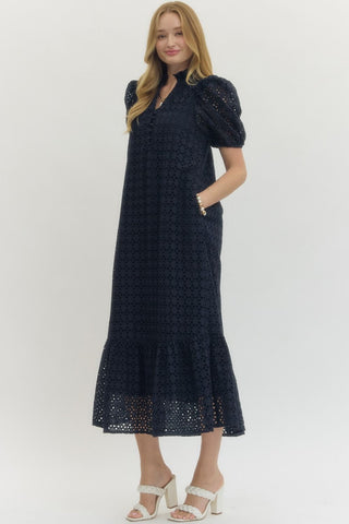 Entro navy lace midi dress