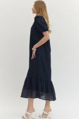Entro navy lace midi dress