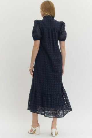 Entro navy lace midi dress