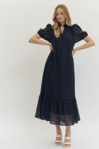 Entro navy lace midi dress
