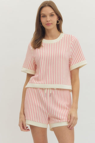 Entro Pink Stripe Lightweight Women’s Top