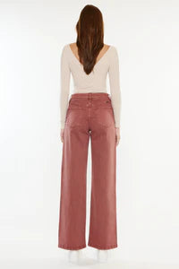 Rust high rise wide leg jeans
