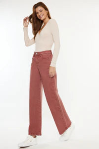 Rust high rise wide leg jeans