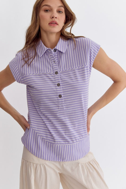 Lavender Striped Top