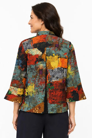Ali Miles Button Up Abstract Print Blouse