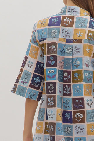 Patch quilt print mini dress