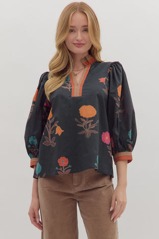 Entro Black Floral Top