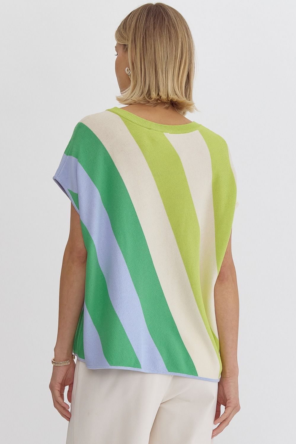 Lime diagonal stripe top
