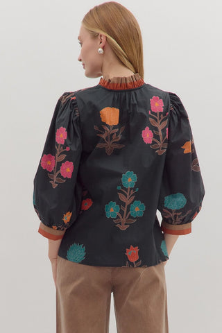 Entro Black Floral Top