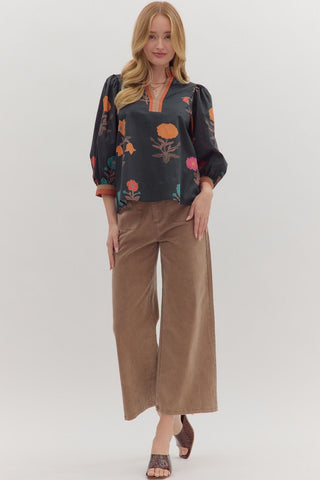 Entro Black Floral Top