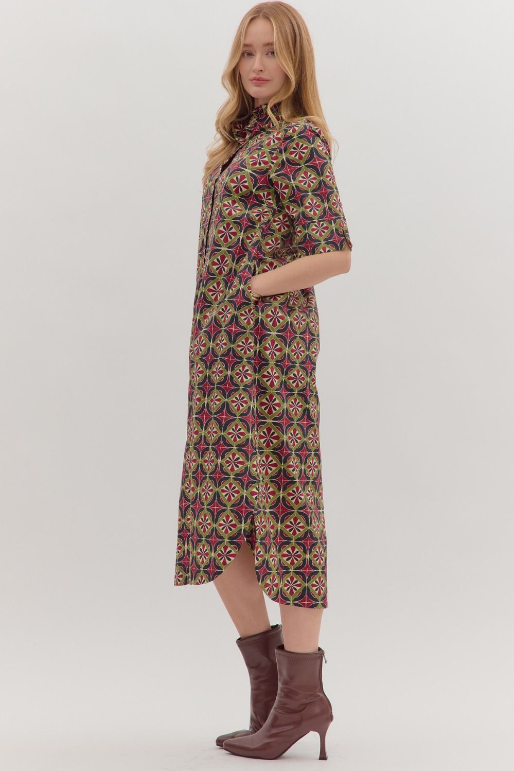 Geometric print midi dress