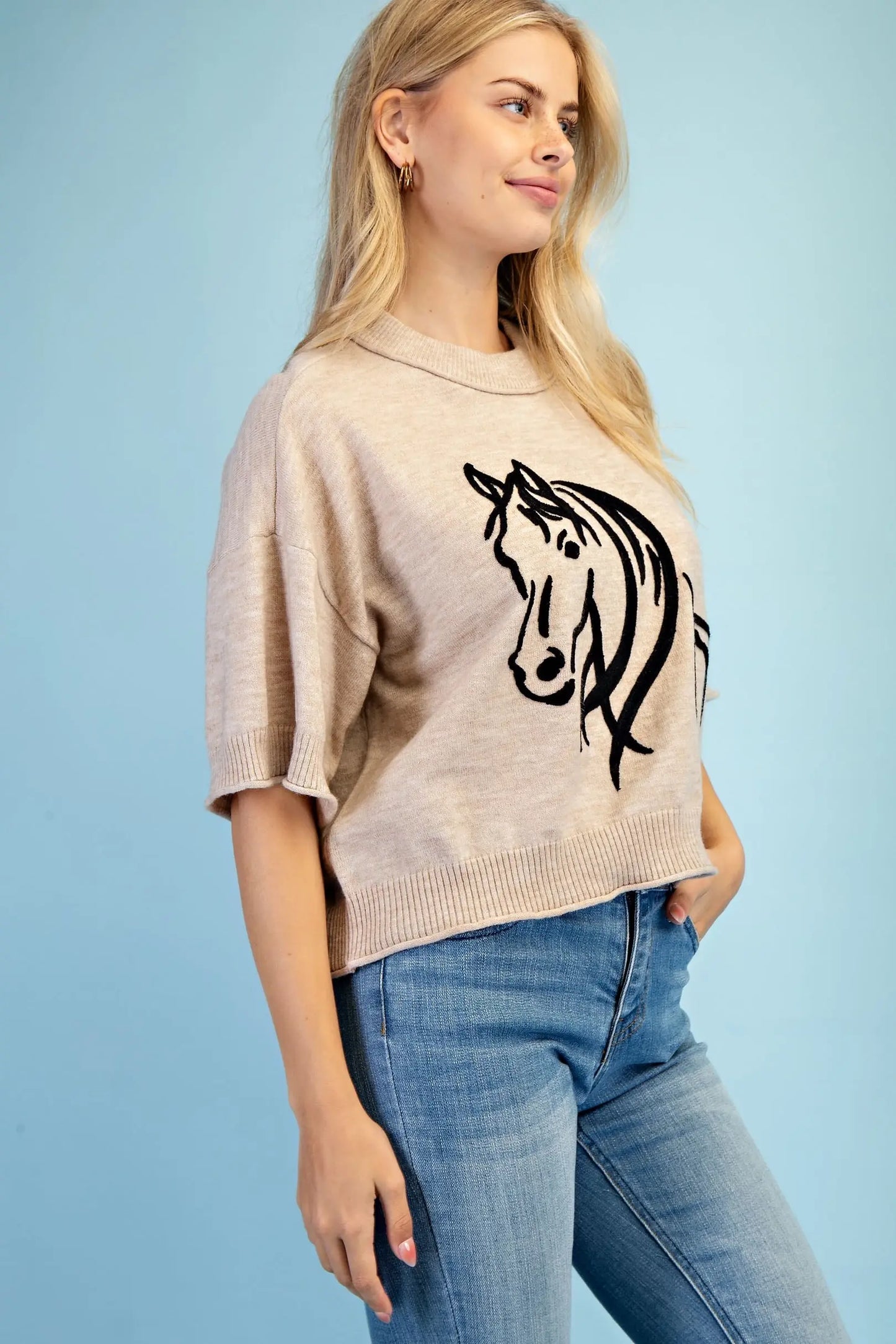 Gigio oatmeal Horse Sweater