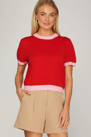 She & Sky Red Sweater