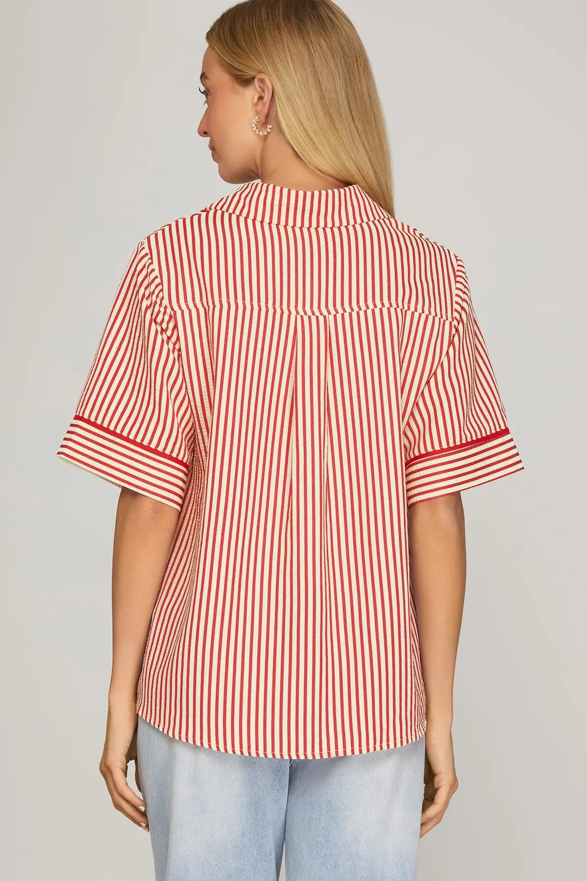 She & Sky candy red striped top