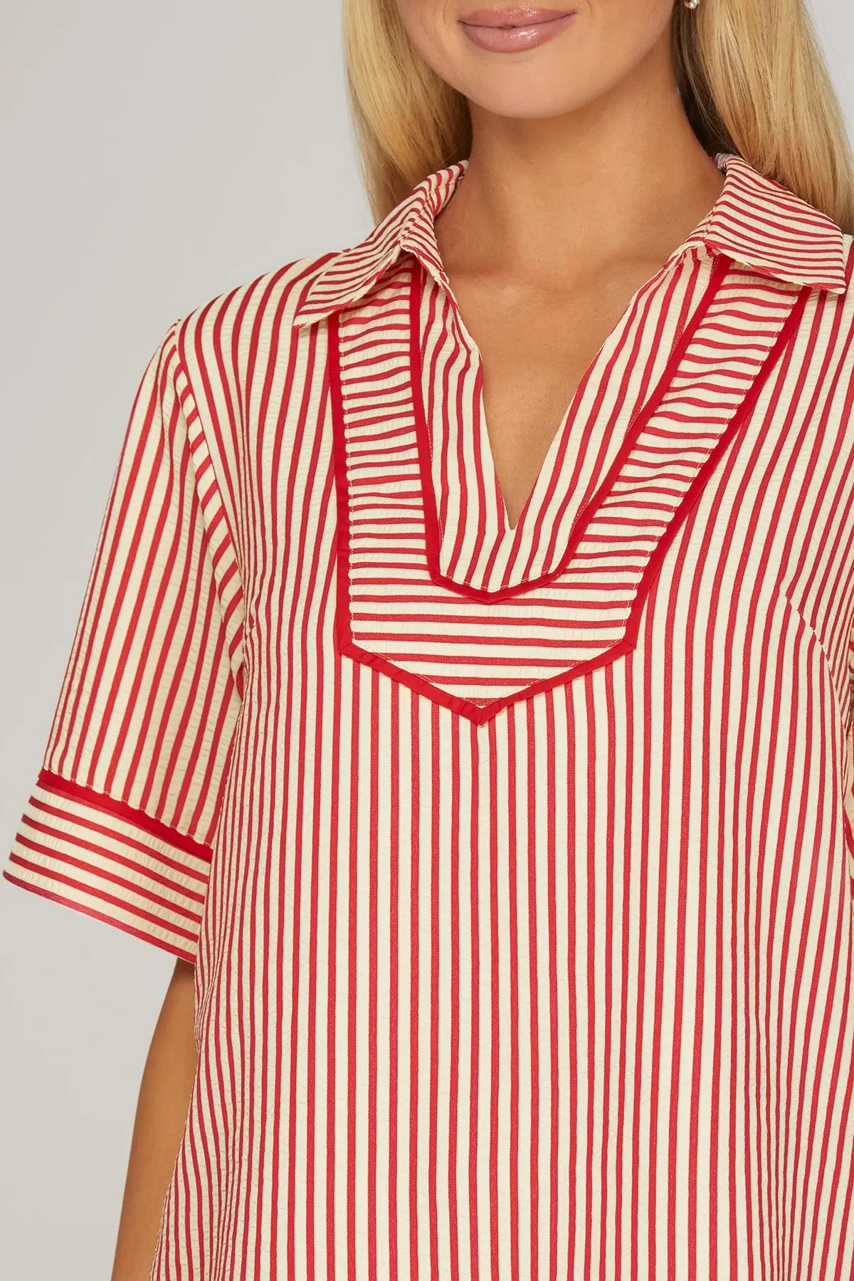She & Sky candy red striped top