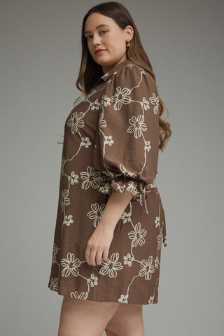 Entro Plus Size Brown Floral Mini Dress